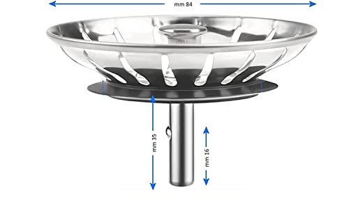 BSSTORE Tappo Griglia Lavandino, Ferma Sporco, Universale in Acciaio Inox (84 mm). Pezzi 2