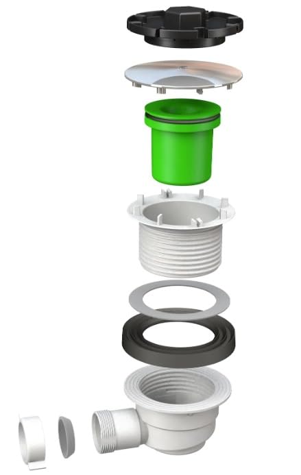 BSSTORE Sifone Piatto Doccia Con Foro Ø 90Mm Coperchio in ABS Cromato Ø 120Mm Made In Italy
