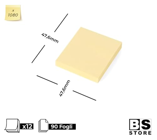 BSSTORE Post-i|t Foglietti Adesivi Super Sticky, Colore Giallo per Appunti, Elenchi e Promemoria