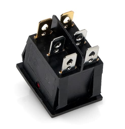 BSSTORE Interruttore Doppio Rosso Luminoso A 6 Contatti 15A, 250V - 20A, 125V. Made In Italy