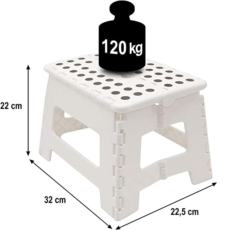 BSSTORE Sgabello Pieghevole Da Cucina 30x22x22 In Plastica Con Piano Antiscivolo (Grigio)
