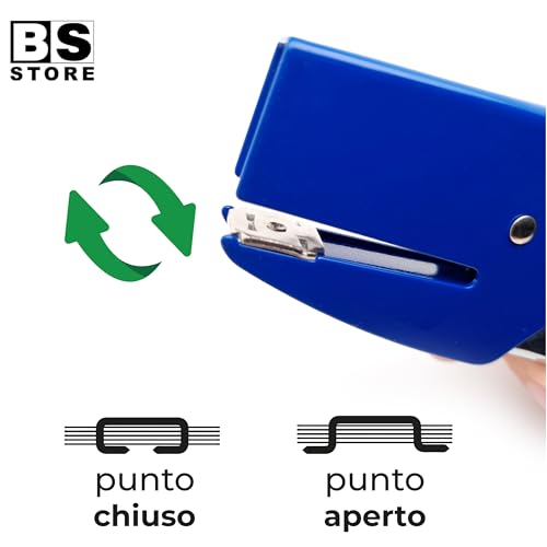 BSSTORE Cucitrice a Pinza in Metallo, Cuce Fino a 15 Fogli, Punto Chiuso/Aperto, Punto 6/4 per Casa e Ufficio