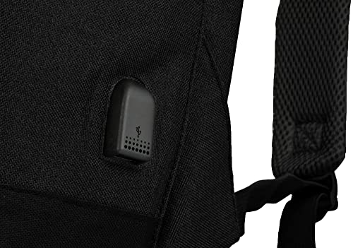 BSSTORE Zaino Porta PC con Chiusura Antifurto, Presa USB, Schienale Rinforzato, Cerniera Nascosta sul Retro per Protezione Furti | Nero