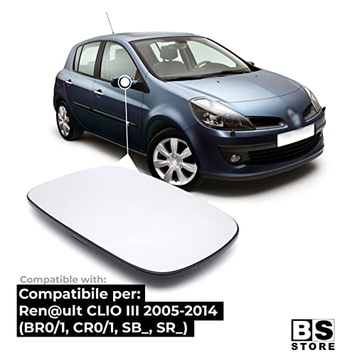 BSSTORE Piastra Vetro Specchio Retrovisore per Ren@ult CLIO III 2005-2009