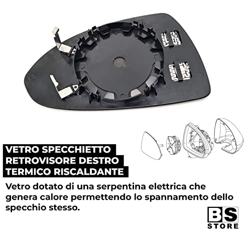 BSSTORE Piastra Vetro Specchietto Retrovisore Termico per Opl Corsa dal 2006 al 2014