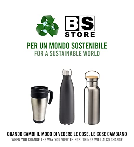 BSSTORE Tazza Termica, Thermos Mug (400ml) in Acciaio Inox, con Interno Manico e Tappo in Plastica - Riutilizzabile per Caffè, Tè, Auto