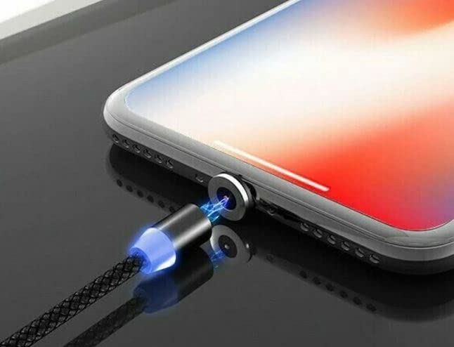 BSSTORE Cavo Usb 3IN1 Magnetico 2 Metri Light-ning Micro Usb Usb-C Collega Ogni Tipo Di Dispositivo Sostituendo Le Testine Magnetiche Con Led