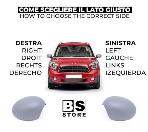 BSSTORE Calotta Specchietto Retrovisore da Verniciare con Primer per MINI 2006, COUNTRYMAN 2010, CLUBMAN 2007, PACEMAN 2012