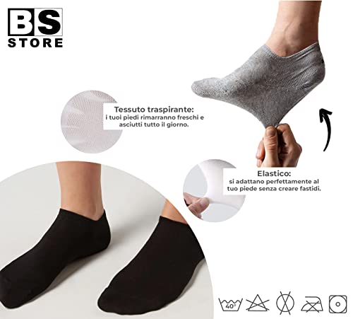 BSSTORE 12 Paia Fantasmini in Cotone Calzini Taglia Unica 40-46
