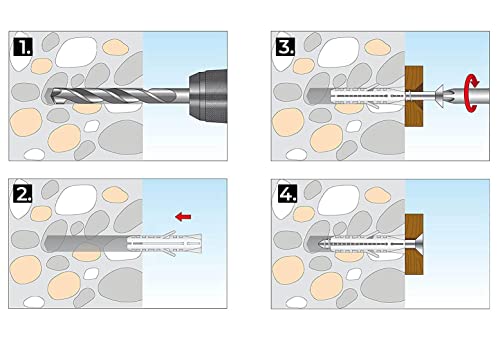 BSSTORE 10 Tasselli a Espansione in Nylon con Vite Truciolare - Ideali per Fai da Te, Bricolage