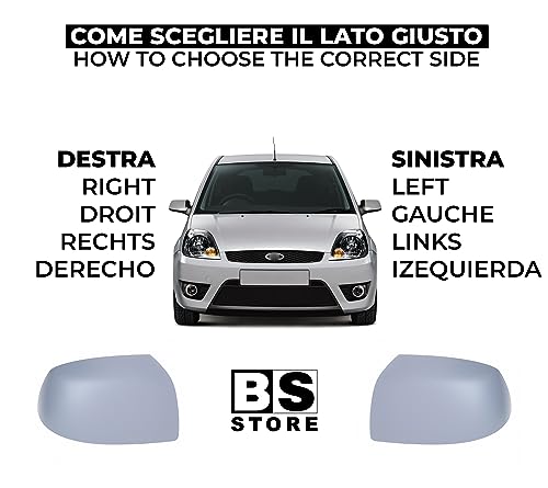 BSSTORE Calotta Specchietto Retrovisore da Verniciare con Primer per F0RD Fiesta Mk5, Focus Mk2, Mondeo Mk3, Fusion RY