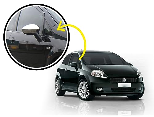 BSSTORE Calotta Specchietto Retrovisore Cromata Lucida per Grande Punto 2005, Grande Punto Evo 2009, Linea 2007