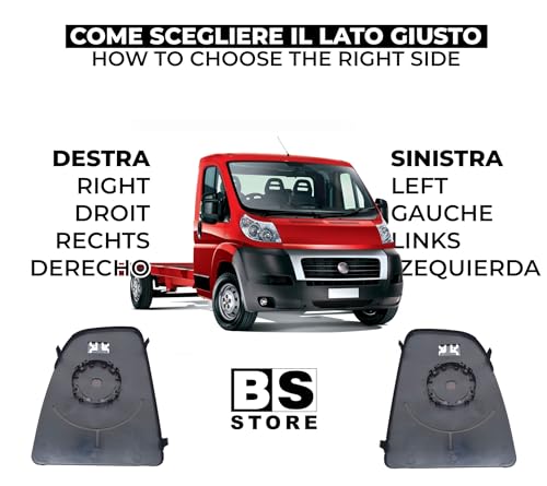 BSSTORE Piastra Vetro Specchio Retrovisore Termico per DUCATO III, JUMPER II, BOXER dal 2006