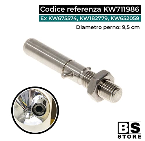 BSSTORE KW711986 Perno Frusta Impastatore Compatibile Kenwood con anello di sicurezza per Robot da cucina | Diametro 9,5 mm
