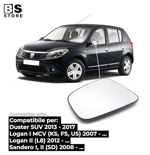 BSSTORE Piastra Vetro Specchio Retrovisore per DUSTER 2013, LOGAN 2008, SANDERO 2008