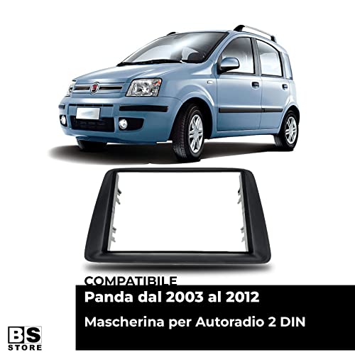 BSSTORE Mascherina 2DIN Adattatore Autoradio Cornice Stereo per Panda dal 2003 al 2012 con Kit Fissaggio - Grigio
