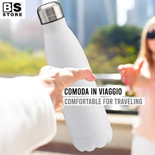 BSSTORE Borraccia Termica con Doppia Parete Isolante in Acciaio Inossidabile - 500 ml - Bottiglia Termica, Thermos, Riutilizzabile per Sport, Palestra, Viaggi