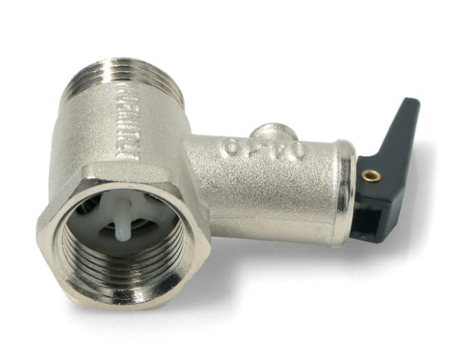 BSSTORE Valvola Scaldabagno in Ottone Con Leva Max 100 °C 8,5 ± 1 BAR Attacchi Filettati G 1/2" Universale Made in Italy