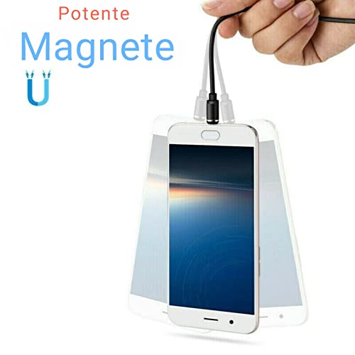 BSSTORE Cavo Usb 3IN1 Magnetico 2 Metri Light-ning Micro Usb Usb-C Collega Ogni Tipo Di Dispositivo Sostituendo Le Testine Magnetiche Con Led