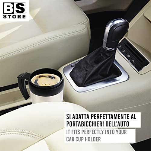 BSSTORE Tazza Termica, Thermos Mug (400ml) in Acciaio Inox, con Interno Manico e Tappo in Plastica - Riutilizzabile per Caffè, Tè, Auto