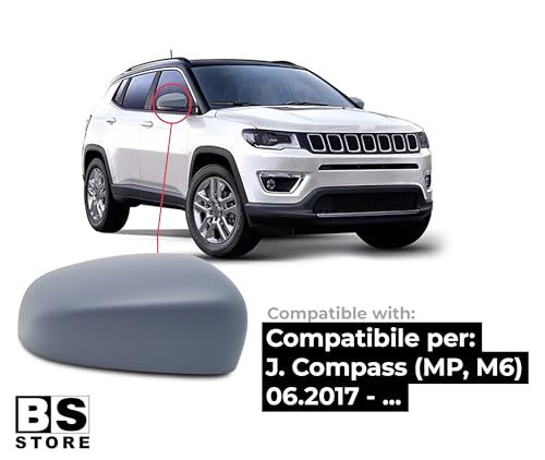 BSSTORE Calotta Specchietto Retrovisore da Verniciare con Primer per JE€P COMPASS (MP, M6) dal 2017