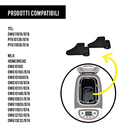 BSSTORE SS-189742 Pale per Impastare (KIT x2) Macchina per il Pane - Compatibile per Moulinex OW610, PF610; OW611, PF611