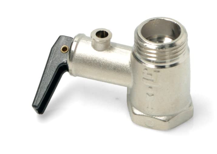 BSSTORE Valvola Scaldabagno in Ottone Con Leva Max 100 °C 8,5 ± 1 BAR Attacchi Filettati G 1/2" Universale Made in Italy