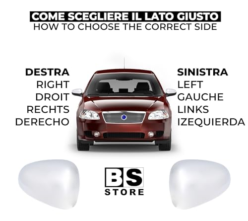 BSSTORE Calotta Specchietto Retrovisore Cromata Lucida per F!AT BRAVO II 2006, CROMA II 2005, L. DELTA 2008