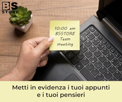 BSSTORE Post-i|t Foglietti Adesivi Super Sticky, Colore Giallo per Appunti, Elenchi e Promemoria