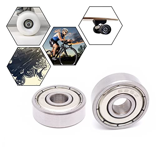 BSSTORE 626-ZZ Cuscinetti a Sfera 6x19x6mm, Doppia Schermatura in Metallo 626Z Acciaio Cromato Sfere a Gola Profonda a Doppio Schermo Radiale