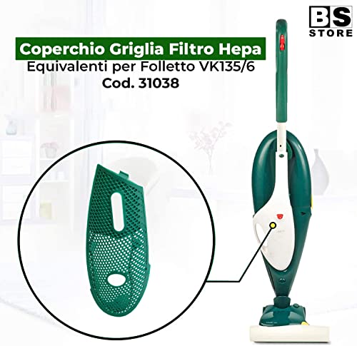 BSSTORE Coperchio Griglia Filtro Hepa Compatibile per Folletto VK135 VK136 Equivalente a 31038