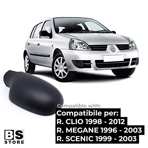 BSSTORE Calotta Specchietto Retrovisore Nera per Ren@ult CLIO II 1998, MEGANE 1996, SCENIC 1999