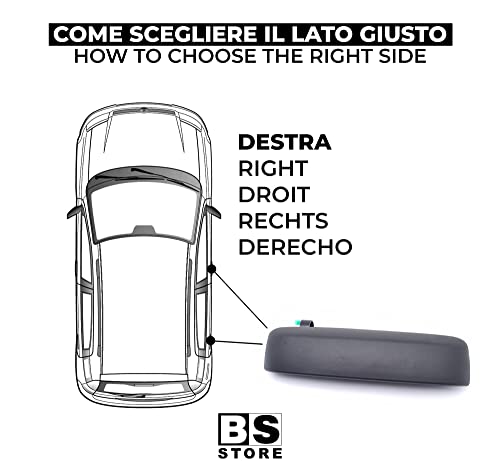 BSSTORE Maniglia Esterna Anteriore Nera per F!at PANDA (169) dal 2003 al 2011
