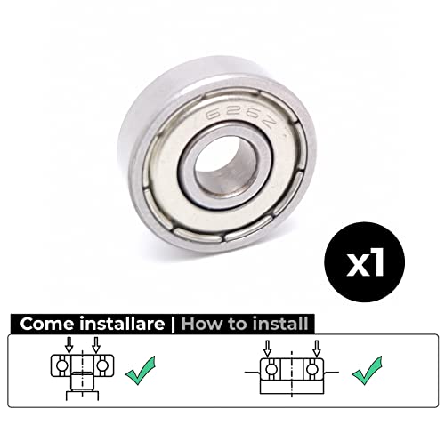 BSSTORE 626-ZZ Cuscinetti a Sfera 6x19x6mm, Doppia Schermatura in Metallo 626Z Acciaio Cromato Sfere a Gola Profonda a Doppio Schermo Radiale