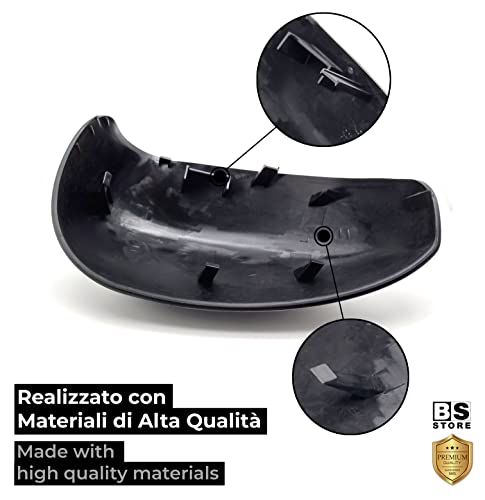 BSSTORE Calotta Specchietto Retrovisore Nera per 500 dal 2007 in poi