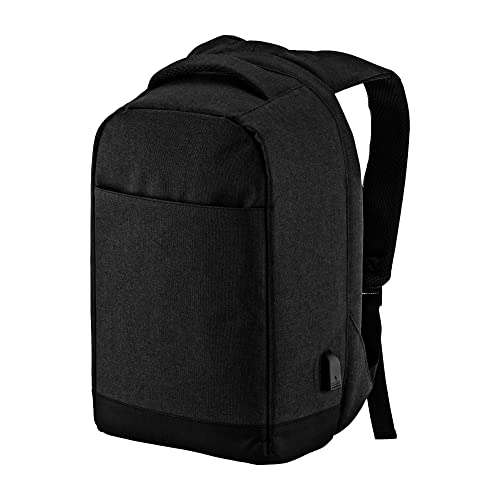 BSSTORE Zaino Porta PC con Chiusura Antifurto, Presa USB, Schienale Rinforzato, Cerniera Nascosta sul Retro per Protezione Furti | Nero
