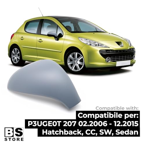 BSSTORE Calotta Specchietto Retrovisore da Verniciare con Primer per PEUGE0T 207 2006-2015
