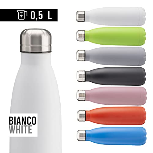 BSSTORE Borraccia Termica con Doppia Parete Isolante in Acciaio Inossidabile - 500 ml - Bottiglia Termica, Thermos, Riutilizzabile per Sport, Palestra, Viaggi