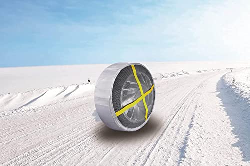 BSSTORE Calze da Neve Universali Riutilizzabili Catene da Neve in Tessuto da R13 a R18 | Set di 2 Pezzi