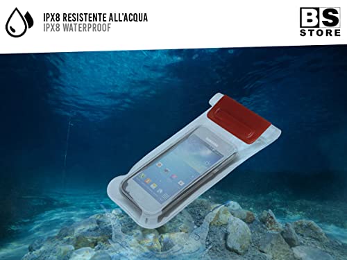 BSSTORE Custodia Portacellulare Smartphone Impermeabile Trasparente con Cordino Regolabile | Porta documenti da mare | Subacquea per Mare, Piscina, Nuoto, Canoa