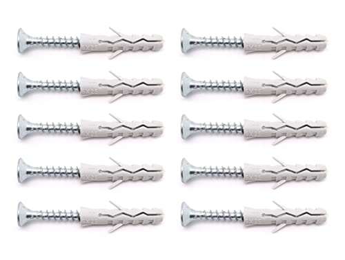 BSSTORE 10 Tasselli a Espansione in Nylon con Vite Truciolare - Ideali per Fai da Te, Bricolage