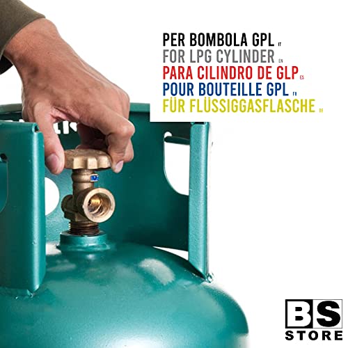 BSSTORE Chiave a Tubo 6/7 + 5 Ugelli Universali 6MB GPL per Bombole, Cucine a Gas | Misure Differenti (Piccolo 0,50-2x Medio 0,70 - Grande 0,90 - Forno 0,95) CG143