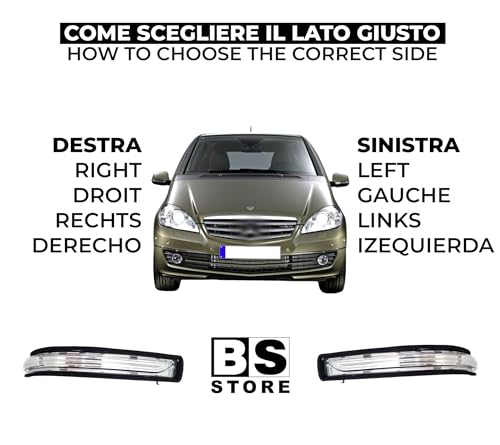 BSSTORE Freccia Specchietto Laterale Indicatore di Direzione LED per MB CLASSE A W169 2008, CLASSE B W245 2008