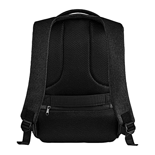 BSSTORE Zaino Porta PC con Chiusura Antifurto, Presa USB, Schienale Rinforzato, Cerniera Nascosta sul Retro per Protezione Furti | Nero