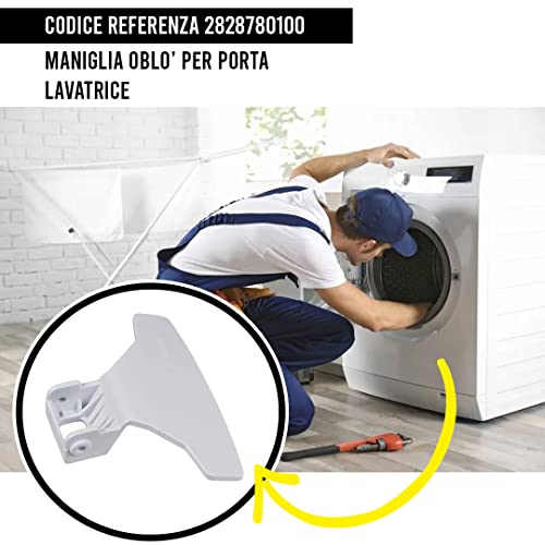 BSSTORE Maniglia Oblò per Porta Lavatrice Compatibile Beko 2828780100 (256682-16858) DHL010AC Bianco