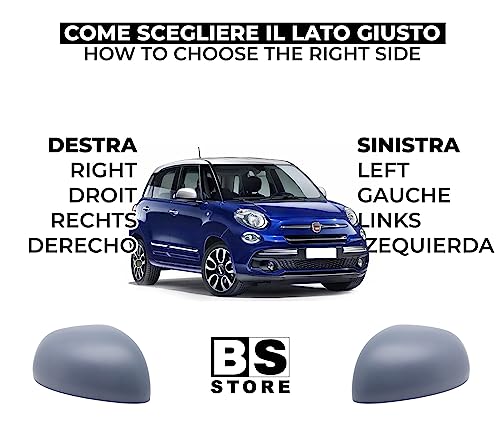 BSSTORE Calotta Specchietto Retrovisore da Verniciare con Primer per F!at 500L (351, 352) dal 2012 in poi