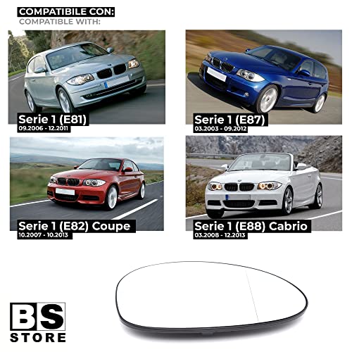 BSSTORE Vetro Specchio Retrovisore Asferico Termico per βmw SERIE 1 E81 E82 E87 E88 - SERIE 3 E90 E91 E92 E93