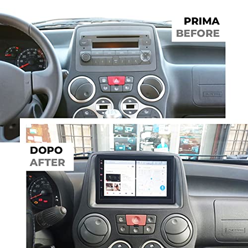 BSSTORE Mascherina 2DIN Adattatore Autoradio Cornice Stereo per Panda dal 2003 al 2012 con Kit Fissaggio - Grigio