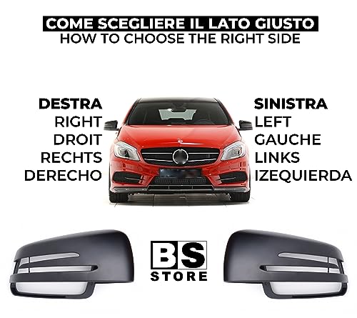 BSSTORE Calotta Specchietto Retrovisore Nera per MB Classe A, B, C, S | CLA, CLS, GLA - Verniciabile