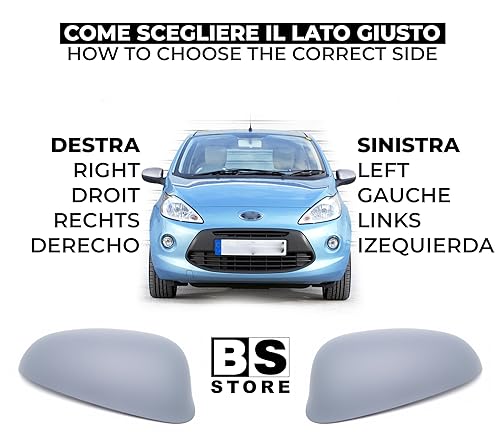 BSSTORE Calotta Specchietto Retrovisore da Verniciare con Primer per IDEA 2007, KA 2008, MUSA 2007, YPSILON 2011
